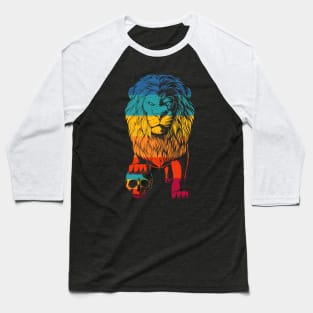 Vintage Skull Crashing Lion Baseball T-Shirt